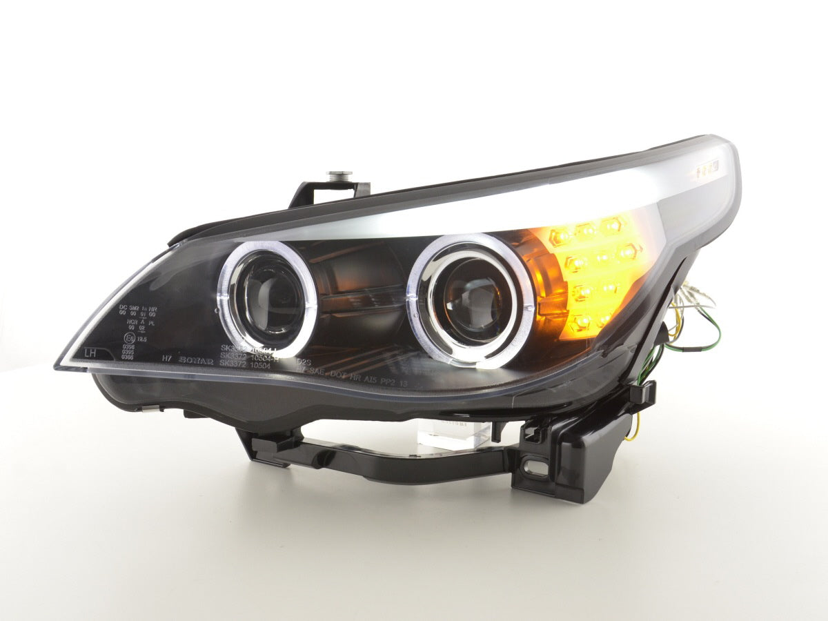 Scheinwerfer Set Xenon Angel Eyes LED BMW 5er E60/E61 05-08 schwarz für Rechtslenker Scheinwerfer Set Xenon Angel Eyes LED BMW 5er E60/E61 05-08 schwarz für Rechtslenker